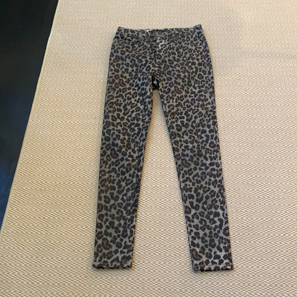 Veronica Beard coated leopard jeans